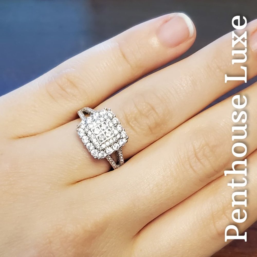 Square Double Halo Micro Paved Ring - Picture 6 of 7